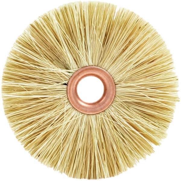 Brush Research Mfg. - 2" OD, 1/2" Arbor Hole, Crimped Tampico Wheel Brush - 3/8" Face Width, 9/16" Trim Length, 20,000 RPM - Exact Tool & Supply