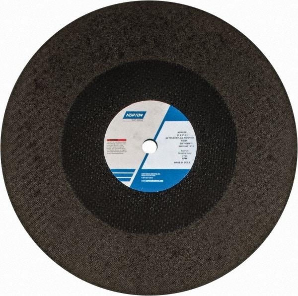 Norton - 20" Zirconia Alumina Cutoff Wheel - 3/16" Thick, 1" Arbor, 2,710 Max RPM, Use with Stationary Grinders - Exact Tool & Supply