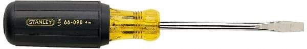 Stanley - 7/32" Blade Width, 6-3/4" OAL Standard Slotted Screwdriver - 3" Blade Length, Round Shank, Acetate with Rubber Grip Handle - Exact Tool & Supply