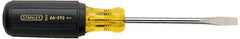 Stanley - 7/32" Blade Width, 6-3/4" OAL Standard Slotted Screwdriver - 3" Blade Length, Round Shank, Acetate with Rubber Grip Handle - Exact Tool & Supply