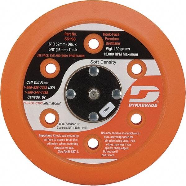 Dynabrade - 6" Diam Disc Backing Vacuum Replacement Pad - Soft Density, 13,000 RPM - Exact Tool & Supply