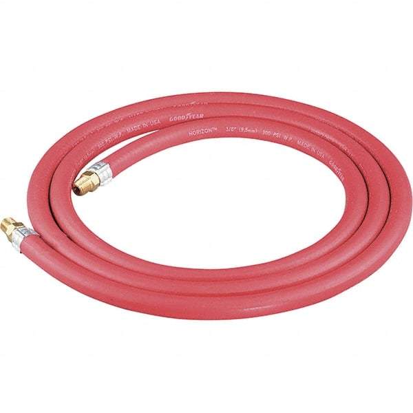 Dynabrade - 3/8" ID x 11/16" OD 8' Long Hose - Male/Male Ends, 90 Working psi, 1/4" Fitting, Red - Exact Tool & Supply