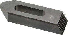 Jergens - 1/2" Stud, Low Carbon Steel, Plain Strap Clamp - 1-1/4" Travel, 4" OAL x 1-1/4" Wide x 3/4" High, Black Oxide Finish, Tapered Nose - Exact Tool & Supply