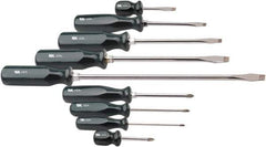 SK - 9 Piece Phillips & Slotted Screwdriver Set - Bit Sizes: Philips #0 to #2 - Exact Tool & Supply