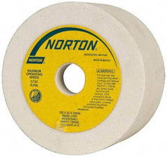Norton - 4" Diam, 20mm Hole Size, 2" Overall Thickness, 80 Grit, Type 6 Tool & Cutter Grinding Wheel - Medium Grade, Aluminum Oxide, J Hardness, Vitrified Bond, 5,730 RPM - Exact Tool & Supply