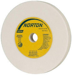 Norton - 100 Grit Aluminum Oxide Type 1 Internal Grinding Wheel - 4" Diam x 1/2" Hole x 1/2" Thick, 8,120 Max RPM, Type 1 Fine Grade, K Hardness, Vitrified Bond, No Recess - Exact Tool & Supply
