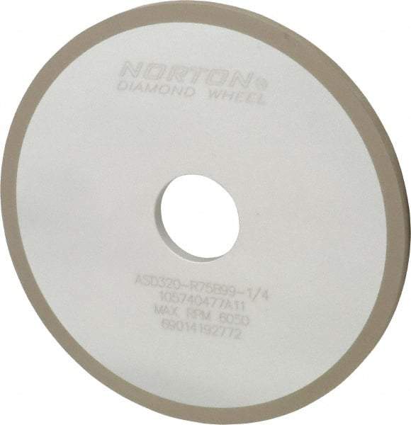 Norton - 6" Diam x 1-1/4" Hole x 1/4" Thick, 320 Grit Surface Grinding Wheel - Diamond, Type 1A1, Extra Fine Grade, Resinoid Bond - Exact Tool & Supply