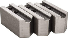 H & R Manufacturing - 1.5mm x 60° Serrated Attachment, Square Soft Lathe Chuck Jaw - 3 Jaws, Steel, 0.787" Btw Mount Hole Ctrs, 3-1/8" Long x 1-1/4" Wide x 1-1/2" High, 0.472" Groove, 10mm Fastener - Exact Tool & Supply