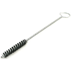 Brush Research Mfg. - 9/16" Diam Helical Nylon Tube Brush - Single Spiral, 0.014" Filament Diam, 1-1/2" Brush Length, 5" OAL, 0.19" Diam Galvanized Steel Shank - Exact Tool & Supply