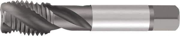 Emuge - 1/2-20 UNF 4 Flute 2B Modified Bottoming Spiral Flute Tap - Cobalt, Oxide Finish, 3-3/8" OAL, Right Hand Flute, Right Hand Thread - Exact Tool & Supply
