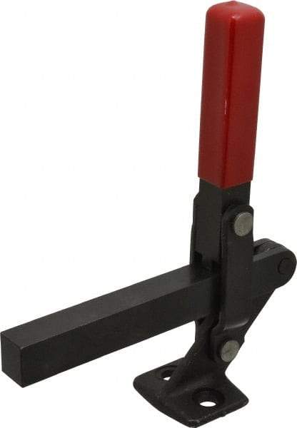 De-Sta-Co - 1,000 Lb Holding Capacity, Vertical Handle, Manual Hold Down Toggle Clamp - 177° Handle Movement, 180° Bar Opening, Solid Bar, Flanged Base, Electro-Plated Zinc, Carbon Steel - Exact Tool & Supply