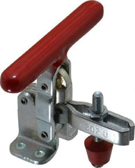 De-Sta-Co - 200 Lb Holding Capacity, Vertical Handle, Manual Hold Down Toggle Clamp - 65° Handle Movement, 105° Bar Opening, U-Bar, Flanged Base, Electro-Plated Zinc, Carbon Steel - Exact Tool & Supply