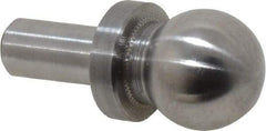 Jergens - 1/2" Ball Diam, 1/4" Shank Diam, Steel Inspection Tooling Ball - Slip-Fit Shank, 15/16" Ball Center to Shank Bottom, 0.4" Ball Center to Shoulder Bottom, with Shoulder - Exact Tool & Supply