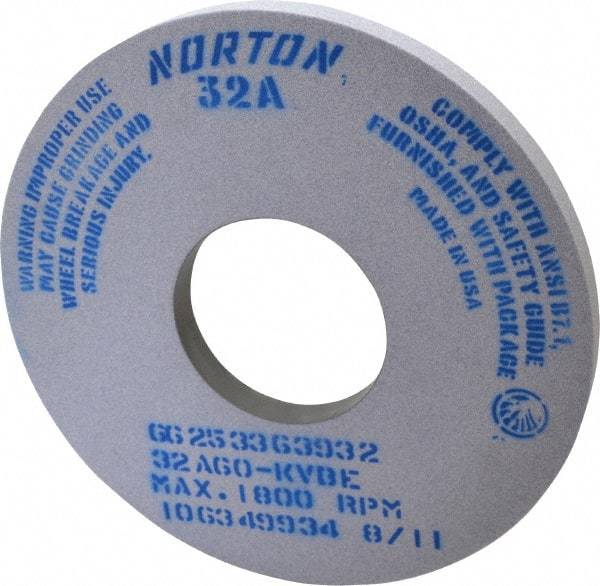 Norton - 14" Diam x 5" Hole x 1" Thick, K Hardness, 60 Grit Surface Grinding Wheel - Aluminum Oxide, Type 1, Medium Grade, 1,800 Max RPM, Vitrified Bond, No Recess - Exact Tool & Supply