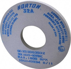 Norton - 14" Diam x 5" Hole x 1" Thick, K Hardness, 60 Grit Surface Grinding Wheel - Aluminum Oxide, Type 1, Medium Grade, 1,800 Max RPM, Vitrified Bond, No Recess - Exact Tool & Supply