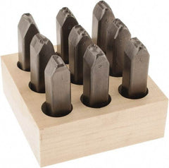 C.H. Hanson - 9 Piece, 5/8" Character Steel Stamp Set - Figures, Heavy Duty - Exact Tool & Supply