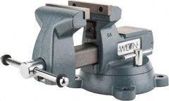 Wilton - 6" Jaw Width x 5-3/4" Jaw Opening Capacity, 4-1/8" Throat Depth, Bench & Pipe Combination Vise - 1/4 to 3-1/2" Pipe Capacity, Swivel Base, Bolt Down Attachment, Ductile Iron - Exact Tool & Supply