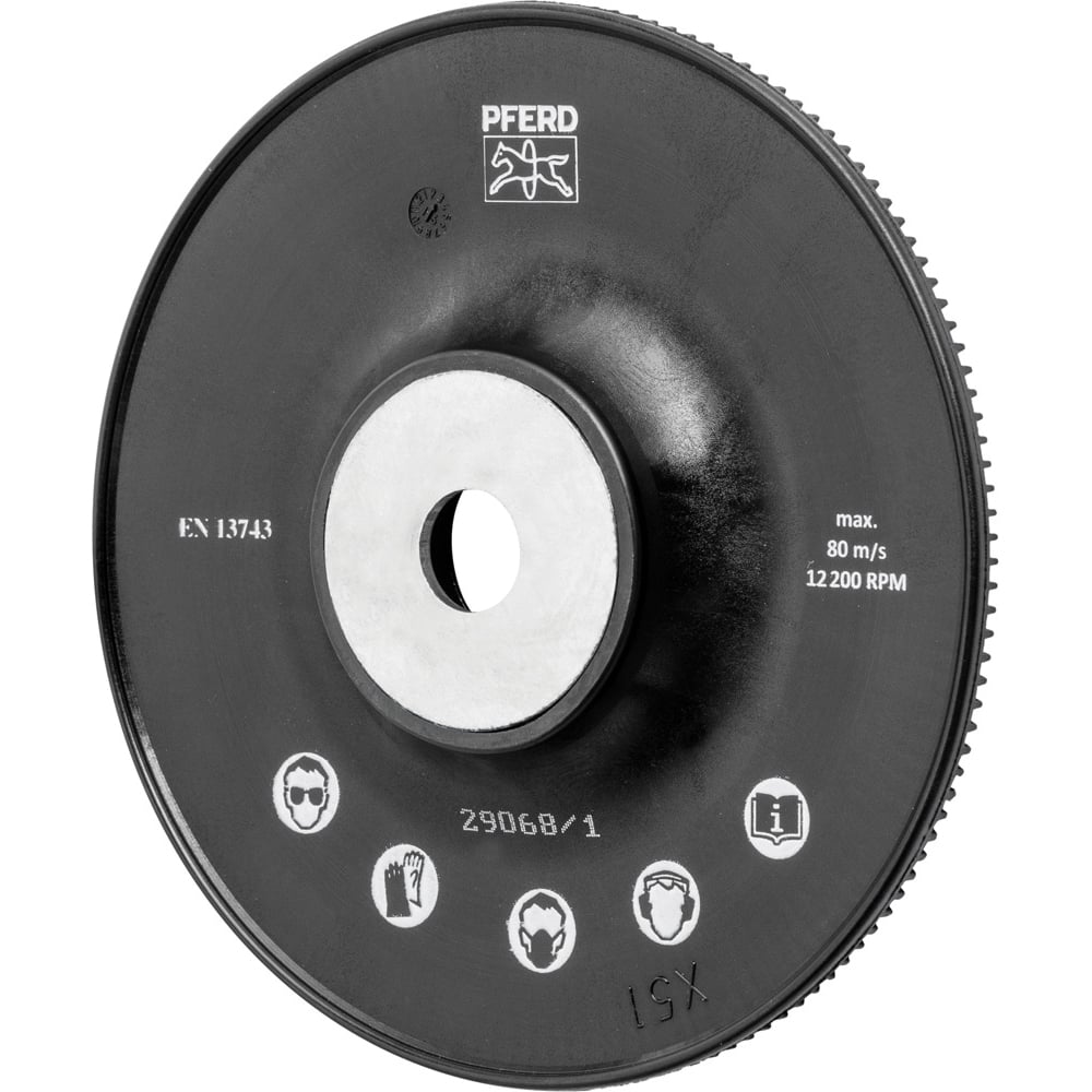 PFERD - Disc Backing Pads; Backing Pad Type: Disc Backing Pad ; Pad Diameter (Inch): 5 ; Maximum RPM: 12200.000 ; Thread Size: 5/8-11 ; Density: Hard - Exact Tool & Supply
