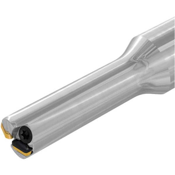 Iscar - Indexable High-Feed End Mills; Cutting Diameter (mm): 4.10 ; Maximum Depth of Cut (mm): 0.60 ; Shank Type: Cylindrical ; Shank Diameter (mm): 12.00 ; Number of Cutter Inserts: 3 ; Insert Style: FFT3 - Exact Tool & Supply
