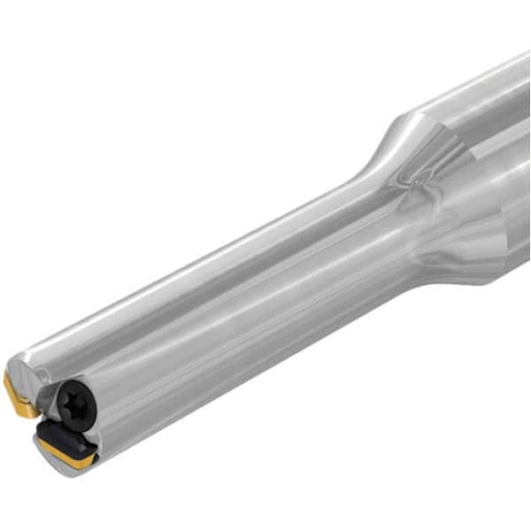 Iscar - Indexable High-Feed End Mills; Cutting Diameter (mm): 4.10 ; Maximum Depth of Cut (mm): 0.60 ; Shank Type: Cylindrical ; Shank Diameter (mm): 10.00 ; Number of Cutter Inserts: 3 ; Insert Style: FFT3 - Exact Tool & Supply