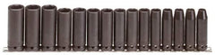 Proto - 15 Piece 1/2" Drive Deep Impact Socket Set - 6 Points, 10 to 24mm, Metric Measurement Standard - Exact Tool & Supply