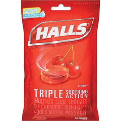HALLS - Cherry Flavor Cough Drop Lozenges - Sore Throat Relief - Exact Tool & Supply