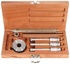 TESA Brown & Sharpe - 0.8 to 1.6", TiN Coated, Hole Mechanical Inside Micrometer Set - 0.0001 & 0.0002" Graduation, 6" Extension Rod Length, (1) Setting Ring Included - Exact Tool & Supply