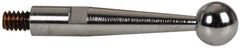 TESA Brown & Sharpe - 3mm Ball Diam, Steel, Ball Test Indicator Contact Point - 1/2" Contact Point Length, Use with Brown & Sharpe BesTest 599 Series - Exact Tool & Supply