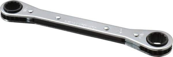 Proto - 1/2" x 9/16" 12 Point Ratcheting Box Wrench - Double End, 1-5/8" Head Diam x 1/2" Head Thickness, 6-3/4" OAL, Steel, Chrome Finish - Exact Tool & Supply