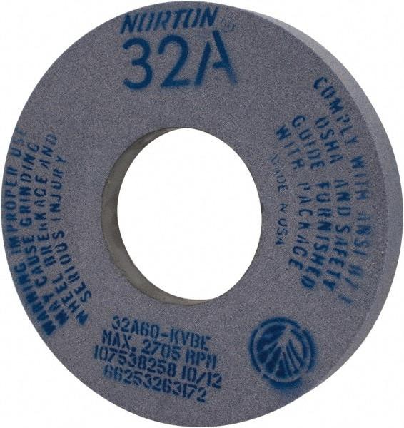Norton - 12" Diam x 5" Hole x 1-1/2" Thick, K Hardness, 60 Grit Surface Grinding Wheel - Aluminum Oxide, Type 5, Medium Grade, 2,705 Max RPM, Vitrified Bond, One-Side Recess - Exact Tool & Supply