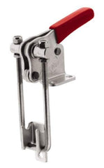 De-Sta-Co - 2,000 Lb Capacity, Vertical, U Hook, Flanged Base, Stainless Steel Pull Action Latch Clamp - 2.46" Drawing Movement, 5.77" OAL, Threaded U Hook, Straight Handle - Exact Tool & Supply