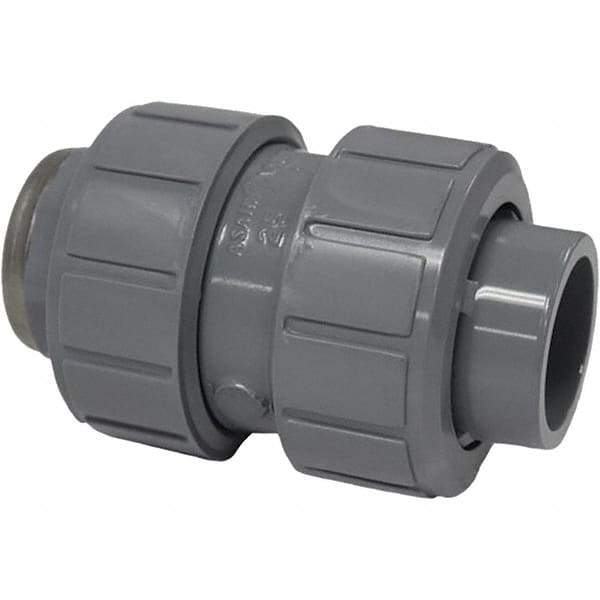 Asahi/America - 1-1/4" PVC Check Valve - True Union Ball Check, Socket x Thread, 150 WOG - Exact Tool & Supply