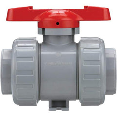 Asahi/America - 3" Pipe, Standard Port, CPVC True Union Design Ball Valve - Inline - Two Way Flow, Threaded Ends, Tee Handle, 150 WOG - Exact Tool & Supply