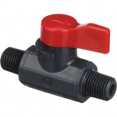 Asahi/America - 1/4" Pipe, Full Port, PVC Ball Valve - 1 Piece, MNPT x MNPT Ends, Tee Handle, 150 WOG - Exact Tool & Supply