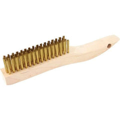 Brush Research Mfg. - 4 Rows x 16 Columns Stainless Steel Scratch Brush - 4-3/4" Brush Length, 10" OAL, 1 Trim Length, Wood Shoe Handle - Exact Tool & Supply