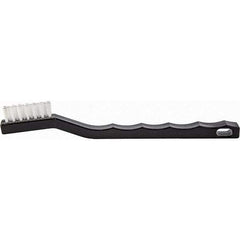 Brush Research Mfg. - 3 Rows x 7 Columns Nylon Scratch Brush - 1/2" Brush Length, 7-1/4" OAL, 1/2 Trim Length, Wood Curved Back Handle - Exact Tool & Supply