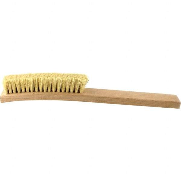 Brush Research Mfg. - 4 Rows x 18 Columns Tampico Scratch Brush - 5-3/4" Brush Length, 13-3/4" OAL, 1 Trim Length, Wood Curved Back Handle - Exact Tool & Supply
