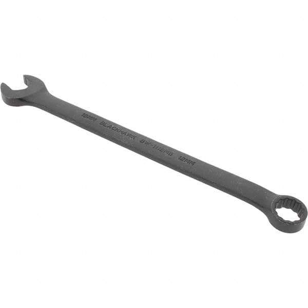 Blackhawk by Proto - 12mm 12 Point Offset Combination Wrench - 15° Offset Angle, 7-18/25" OAL, Steel, Black Finish - Exact Tool & Supply