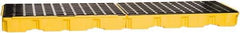 Eagle - 66 Gal Sump, 8,000 Lb Capacity, 4 Drum, Polyethylene Platform - 26-1/4" Long x 103-1/2" Wide x 6-3/4" High, Yellow, Low Profile, Vertical, Inline Drum Configuration - Exact Tool & Supply