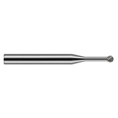 Undercutting End Mills - 0.0310″ (1/32″) Cutter Diameter × 0.0930″ (3/32″) Neck Length × 270° Carbide Deburring Undercut End Mill, 12 RH Teeth, 10 LH Teeth - Exact Tool & Supply