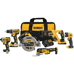 DeWALT - Cordless Tool Combination Kits Voltage: 20 Tools: Compact Drill/Driver; 1/4" Impact Driver; 7-1/4" Circular Saw; Compact Reciprocating Saw; Oscillating Multi-Tool; LED Light - Exact Tool & Supply