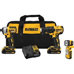 DeWALT - Cordless Tool Combination Kits Voltage: 20 Tools: Compact Drill/Driver; 1/4" Impact Driver; LED Light - Exact Tool & Supply