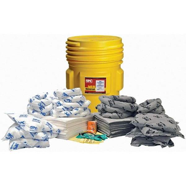 Brady SPC Sorbents - 65 Gal Capacity Oil Only & Universal Spill Kit - 65 Gal Polyethylene Drum - Exact Tool & Supply