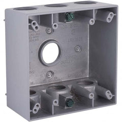 Hubbell-Raco - 4-1/2 x 4-1/2 x 2-1/4" Aluminum Square Weather Resistant Outlet Box - Exact Tool & Supply