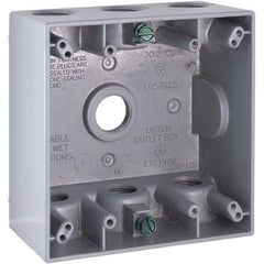 Hubbell-Raco - 4-1/2 x 4-1/2 x 2-1/4" Aluminum Square Weather Resistant Outlet Box - Exact Tool & Supply
