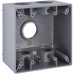 Hubbell-Raco - 4-1/2 x 4-1/2 x 2-5/8" Aluminum Square Weather Resistant Outlet Box - Exact Tool & Supply
