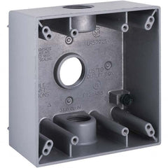 Hubbell-Raco - 4-1/2 x 4-1/2 x 2-1/4" Aluminum Square Weather Resistant Outlet Box - Exact Tool & Supply