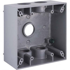 Hubbell-Raco - 4-1/2 x 4-1/2 x 2-1/4" Aluminum Square Weather Resistant Outlet Box - Exact Tool & Supply