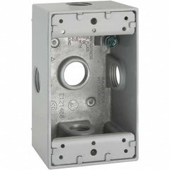 Hubbell-Raco - 4.57 x 2.816 x 2.148" Aluminum Rectangular Weather Resistant Outlet Box - Exact Tool & Supply