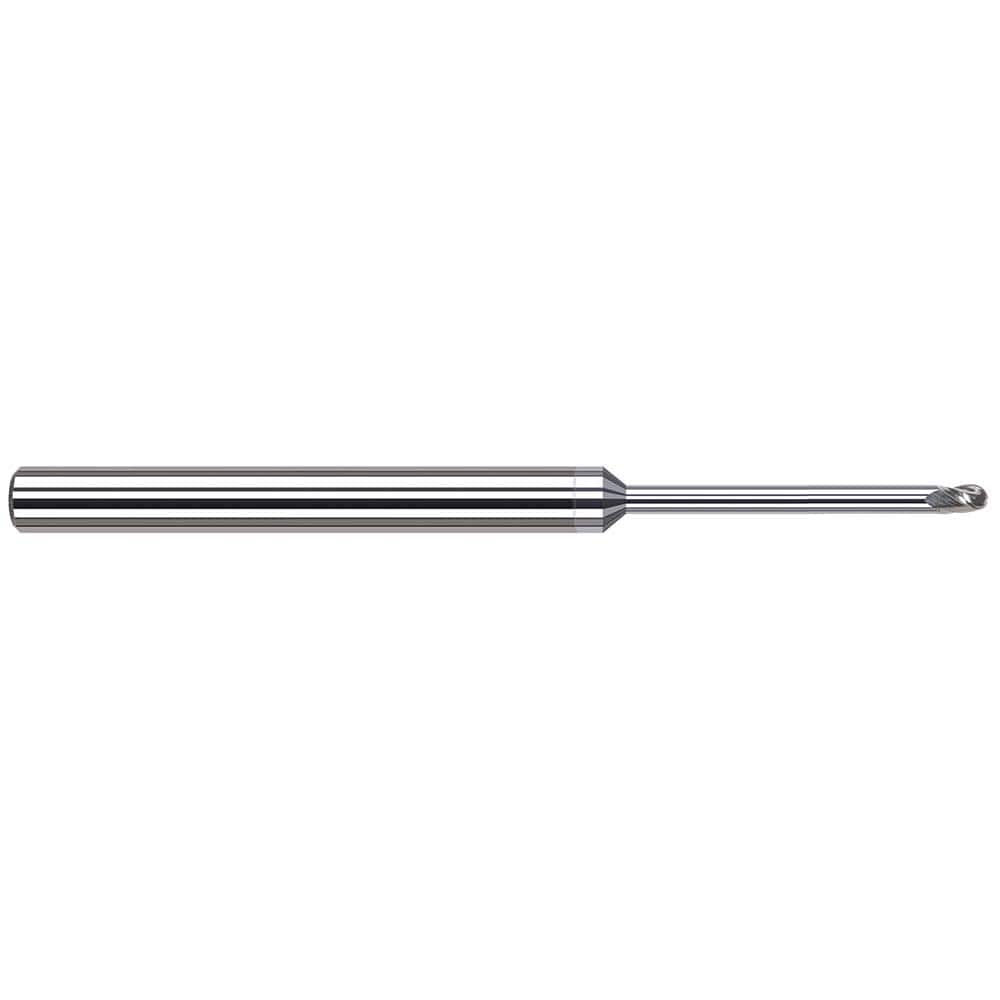 Harvey Tool - Ball End Mills; Mill Diameter (mm): 0.80 ; Mill Diameter (Inch): 1/32 ; Mill Diameter (Decimal Inch): 0.0310 ; Number of Flutes: 3 ; Length of Cut (mm): 1.2000 ; Length of Cut (Inch): 3/64 - Exact Tool & Supply
